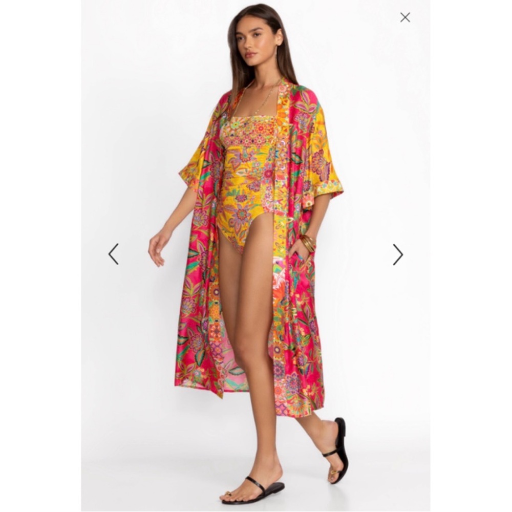 Johnny Was Flamingo and Sunshine Mix Long Kimono - Picture 2 of 5